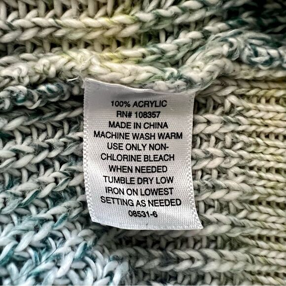 ANA A NEW APPROACH Womens Knit Sweater Blue Green Multi Color Stripe Size Medium - Picture 4 of 4